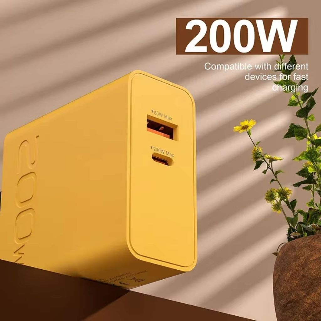 Chargeur Ultra Rapide USB PD 2 en 1 Type C 200W – شاحن سريع بقدرة 200 واط