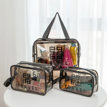 Pack 3 Pcs Sacs de toillete trousse à cosmétiques, trousse de maquillage, trousse de toilette étanche V2