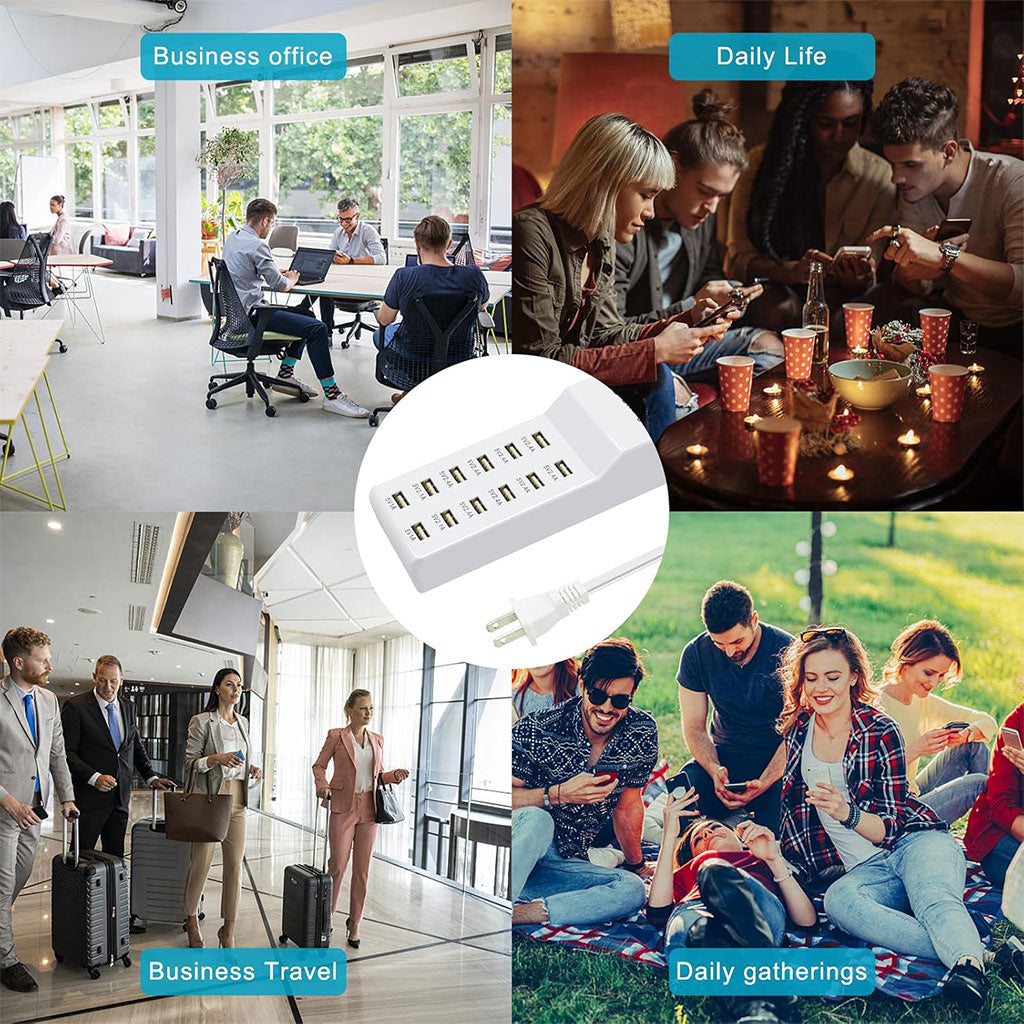 Station de charge USB avec multiprise 12 ports charge rapide – مقبس طاقة متعدد المنافذ