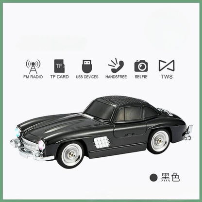 Haut-parleur audio Bluetooth sans fil En forme de Voiture Vintage , Carte mémoire , appels , AUX , Clé USB , FM RADIO