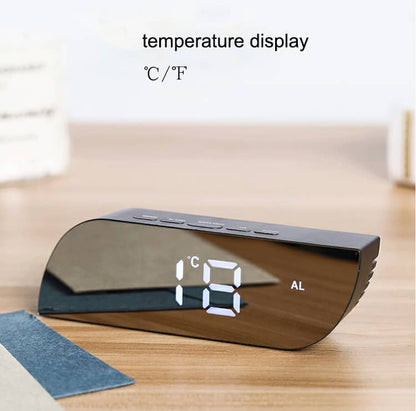 Réveil numérique intelligent horloge à affichage numérique miroir avec lumière LED