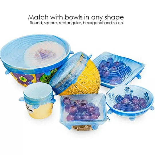 6 couvercles en silicone, extensibles, réutilisables, hermétiques, pour conservation des aliments, pour micro-ondes, pour la cuisine