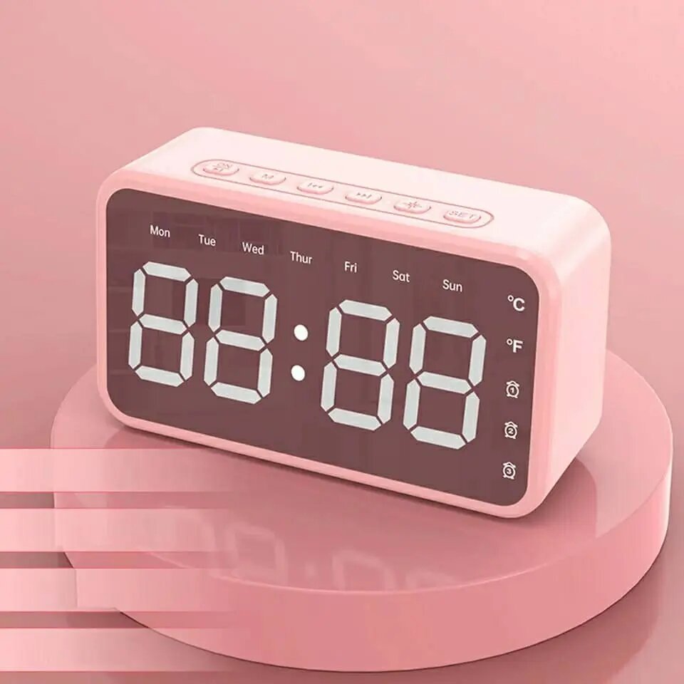 Réveil intelligente sans fil Bluetooth haut-parleur LED FM,AUX ,TF