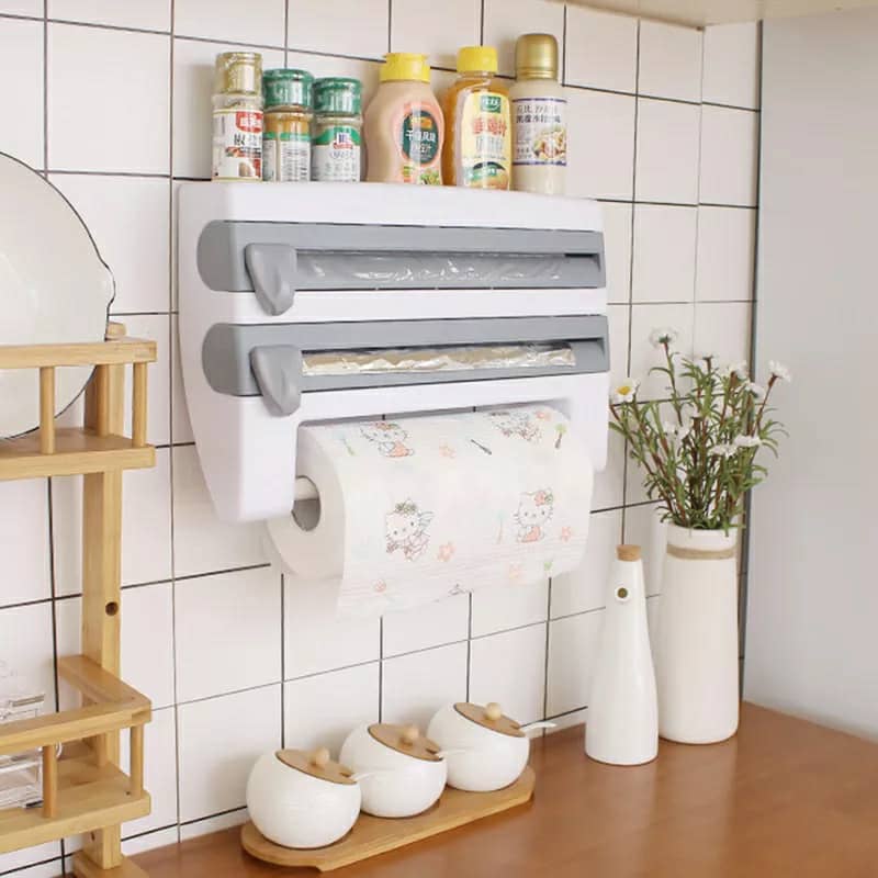 Porte-Serviettes en Papier Mural Multifonction 4En1 – موزع الورق في المطبخ