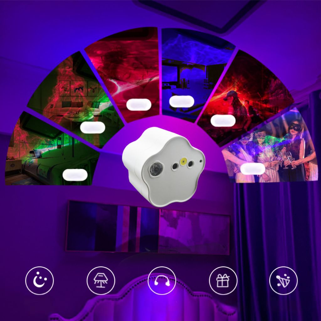Projecteur LED Effet Étoilé avec Projection Multicolore RGB USB - مصباح عرض ليلي مع تأثير النجوم وألوان متعددة