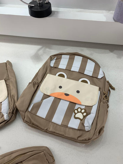 Ensemble de sacs d’école Kawai pour adolescents 3Pcs Ours Beige – محفظة 3 قطع كاواي بيج