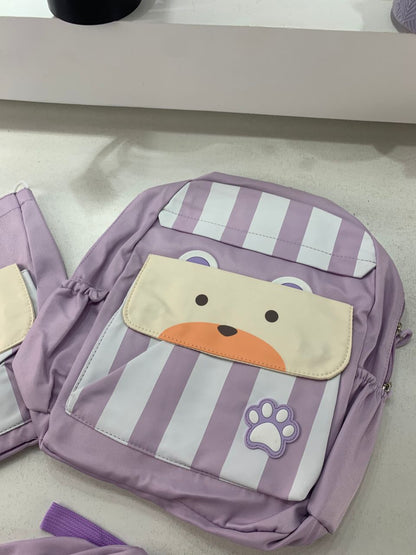 Ensemble de sacs d’école Kawai pour adolescents 3Pcs Ours Mauve – محفظة 3 قطع كاواي بنفسجي
