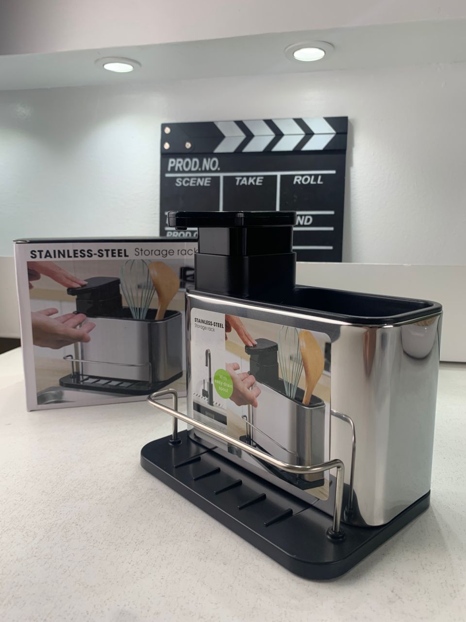 Distributeur de savon et organisateur d’accessoires pour cuisine – موزع صابون ومنظم أدوات المطبخ 2في1