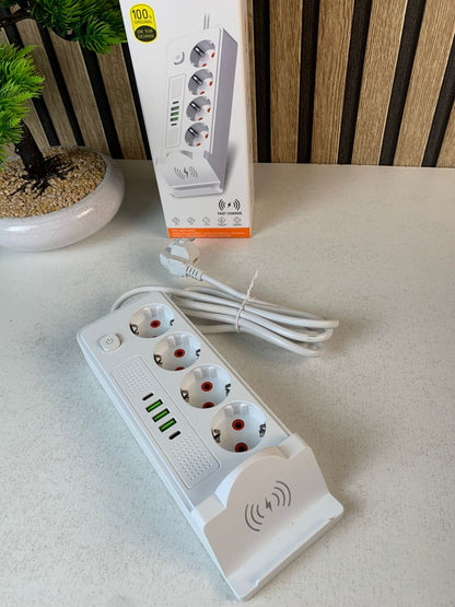 Multiprise 4 SOCKET 2500W avec USB, Type-C et chargement sans fil – مقبس طاقة وشاحن لاسلكي