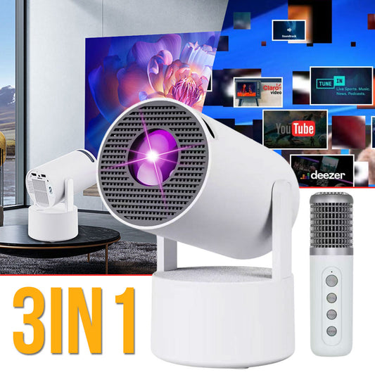 Mini Projector Karaoke Portable Support 4K 1080P YS-300 KTV – جهاز مديا ذكي للعرض على الحائط مع كاريوكي - تنزوت