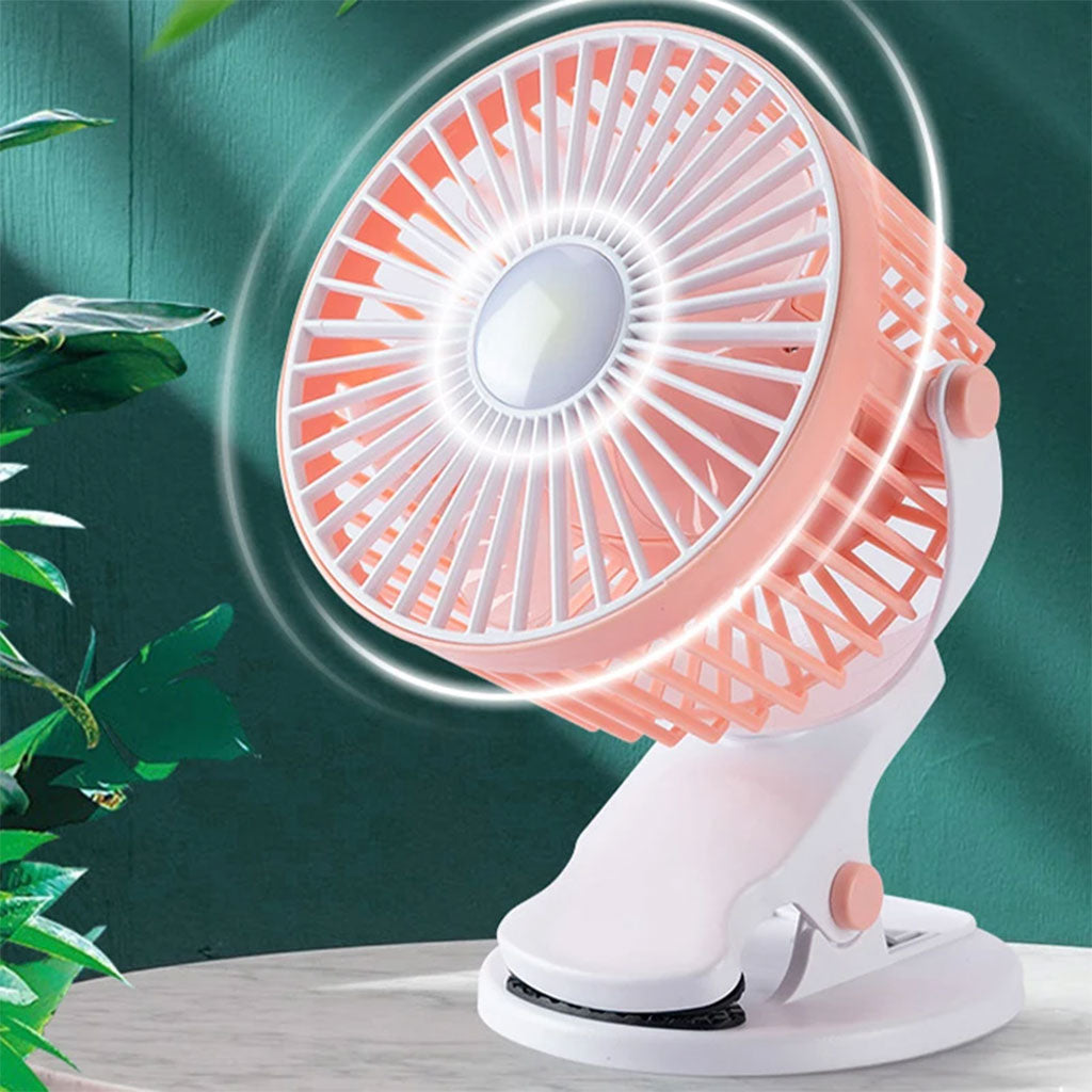Ventilateur de bureau portable à pince réglable à 360°, rechargeable via USB