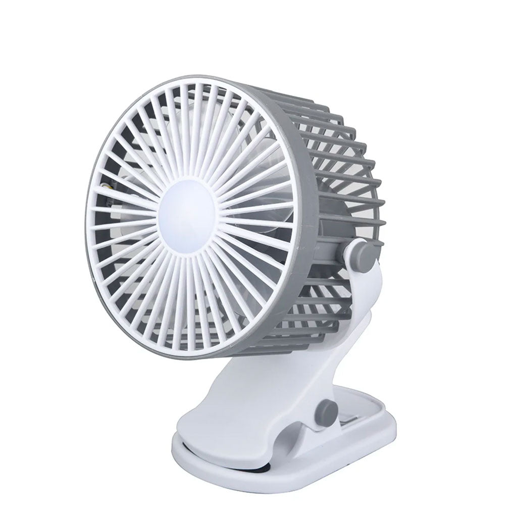 Ventilateur de bureau portable à pince réglable à 360°, rechargeable via USB