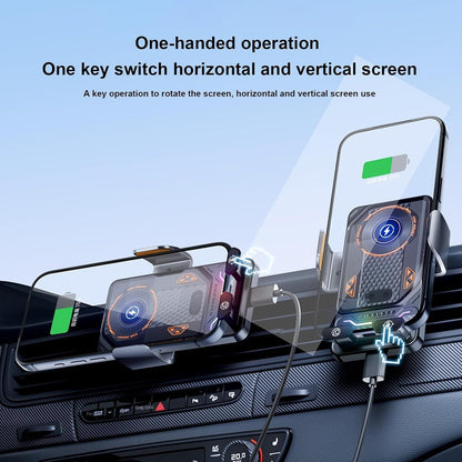 Support Téléphone Voiture avec Chargeur Sans Fil 15W Modèle F6 Induction Intelligente - حامل هاتف للسيارة مع شاحن لاسلكي سريع 15 واط