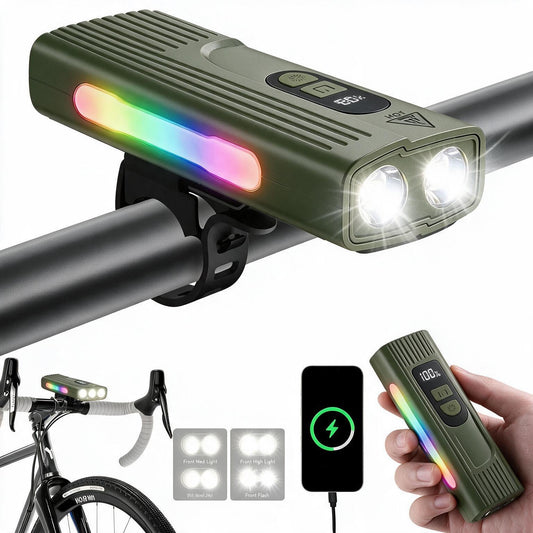 Lampe de Vélo Rechargeable Z-838 Multi-Fonction - Éclairage LED Puissant Lumière Latérale RGB - مصباح دراجة متعدد الوظائف مع إضاءة جانبية ملونة