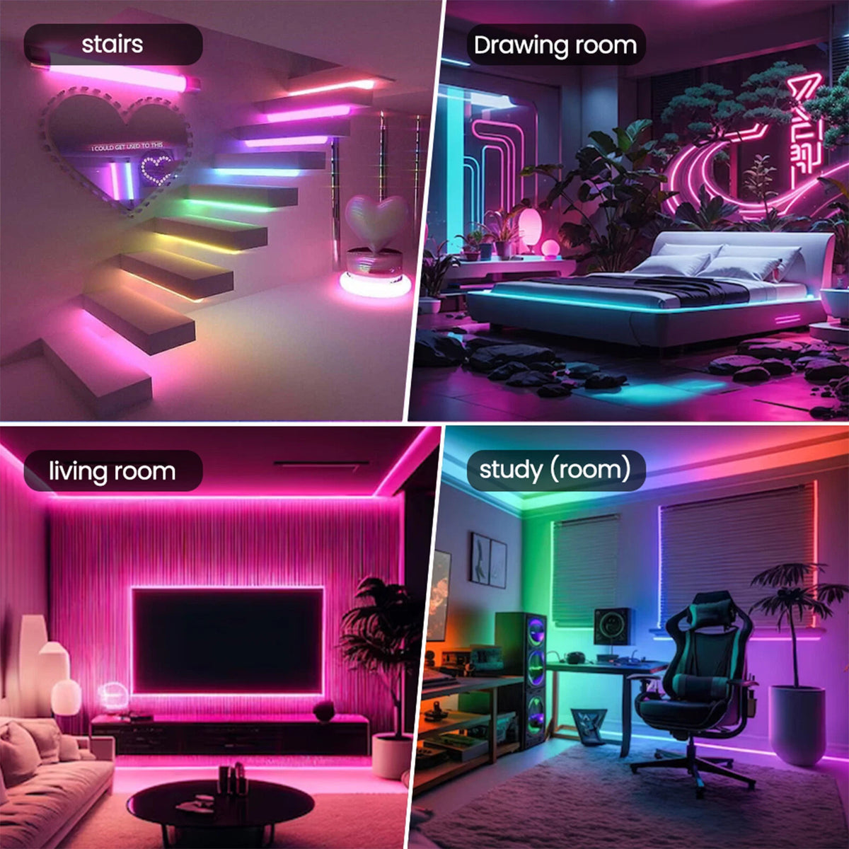Bande LED RGB tube 360° numérique 3M 16mm USB 5V App Control - شريط إضاءة ملونة بطول 3 متر