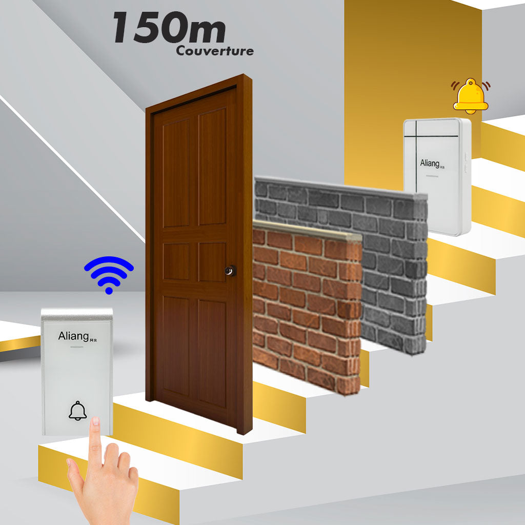 ALIANG Sonnette sans fil 38 sonneries 150m résistante a l'eau et la poussière