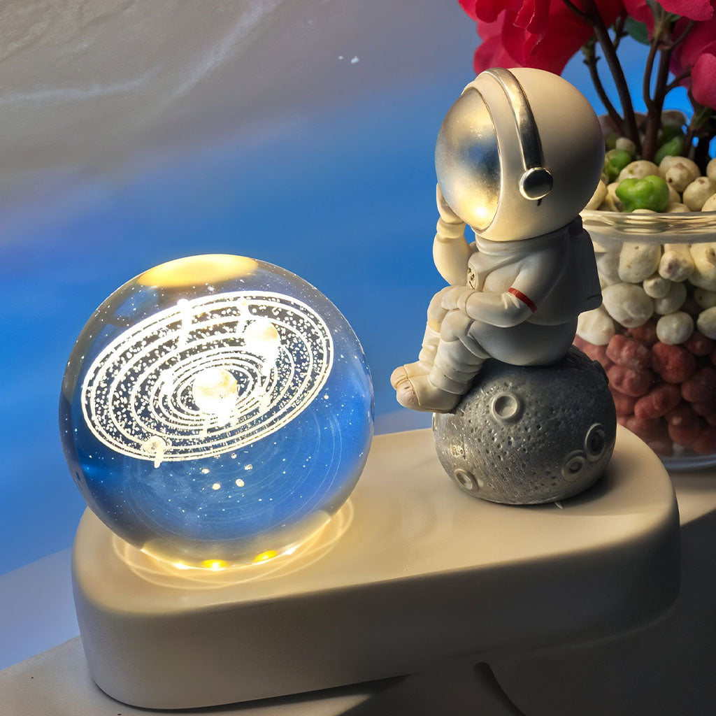 Veilleuse 3D en Forme de Boule de Cristal pour Astronaute