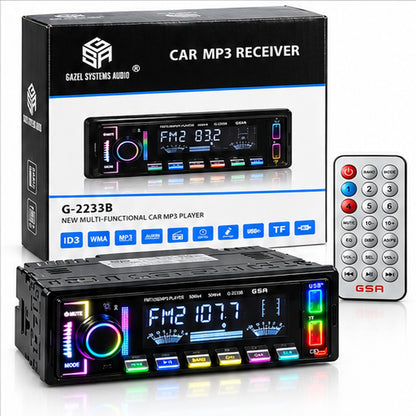 Autoradio MP3 Bluetooth avec Éclairage RGB USB et Télécommande G-2233B - راديو سيارة بلوتوث بإضاءة وجهاز تحكم عن بعد