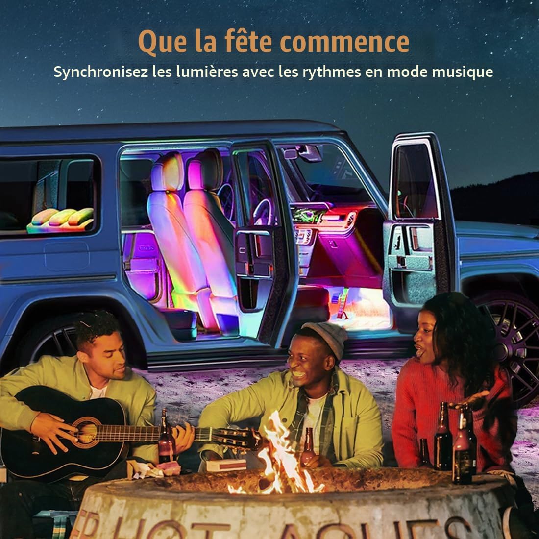 More Colorfull Éclairage d'Ambiance LED Intérieur Voiture RGB et Fibre Optique - إضاءة داخلية للسيارة مع ألياف ضوئية