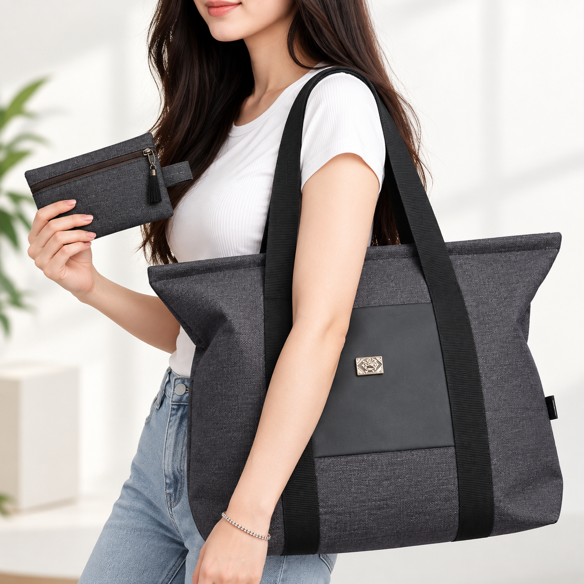 Sac à main Grande capacité avec un portefeuille pour femme