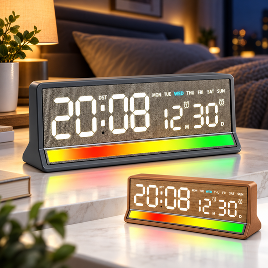 Horloge LED Numérique avec Éclairage Coloré Réactif au Son 5536 - ساعة رقمية بإضاءة ملونة تتفاعل مع الصوت