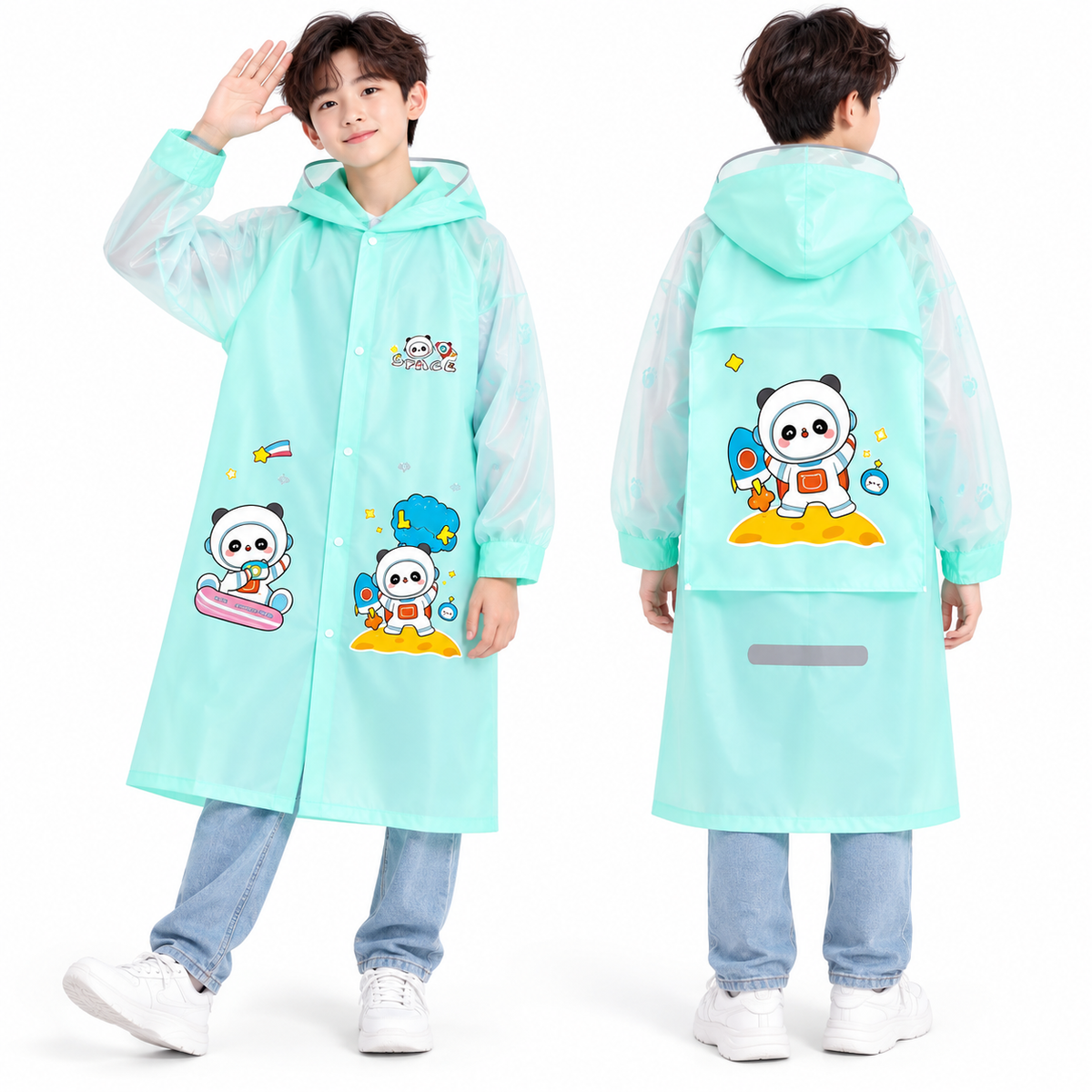 Cape Poncho Pluie Enfant Impermeable Anti Pluie - Vert ( 9-16 ans )