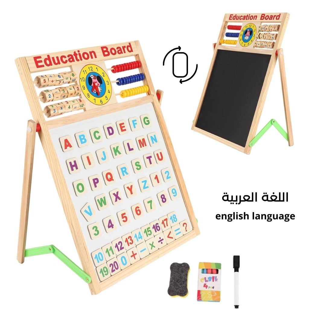 Tableau éducatifs magnétique double face en bois pour enfants