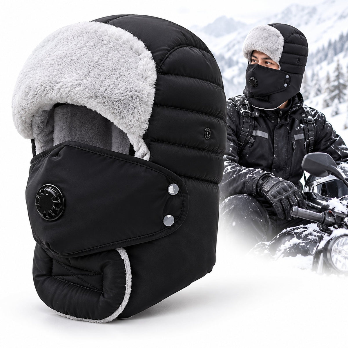 Bonnet d'Hiver Imperméable Coupe-Vent avec Cache-Oreilles et Masque - قبعة شتوية مقاومة للماء والرياح مع حماية الأذنين والوجه