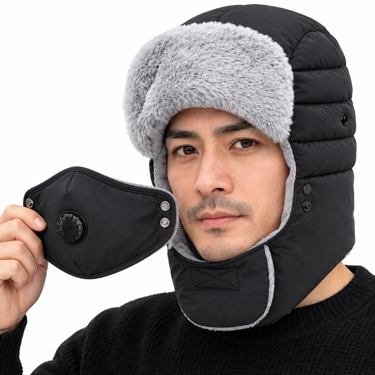 Bonnet d'Hiver Imperméable Coupe-Vent avec Cache-Oreilles et Masque - قبعة شتوية مقاومة للماء والرياح مع حماية الأذنين والوجه