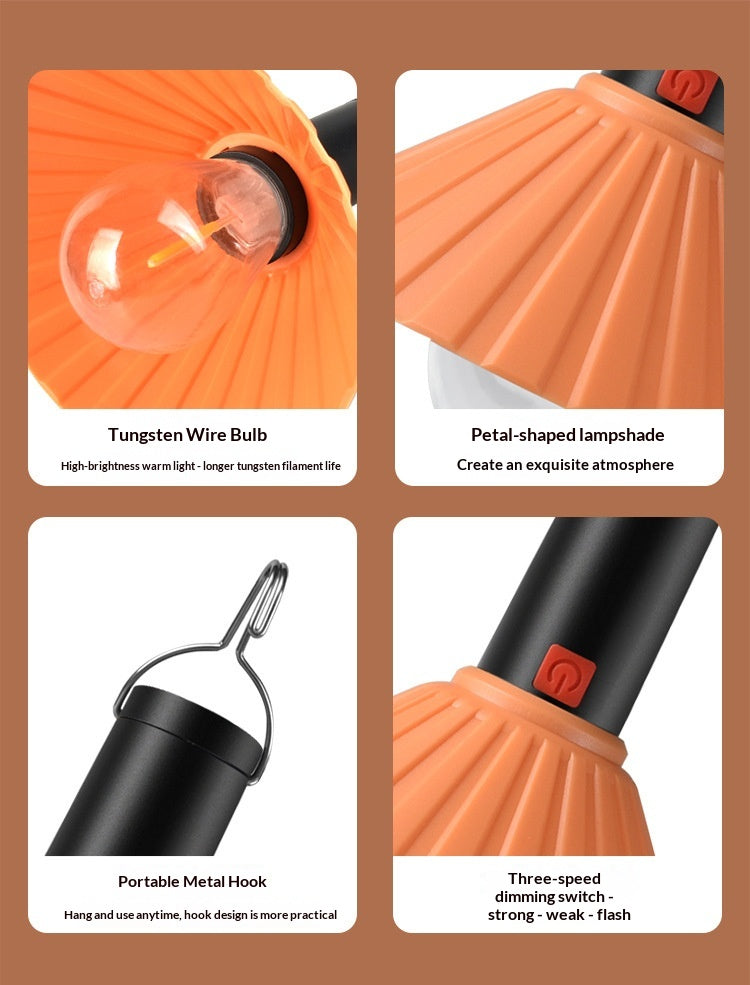 Lanterne de Camping Rechargeable 3 Niveaux de Luminosité avec Crochet de Suspension - مصباح تخييم وطوارئ قابل للشحن مع خطاف تعليق و3 مستويات إضاءة