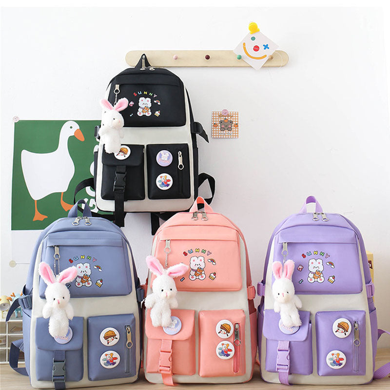 Sac à Dos Multifonctionnel Kawaii Grand Volume Imperméable et Résistant 5Pcs Bleu SACKDS15BL - حقيبة ظهر بعدة قطع بتصميم كاوايي