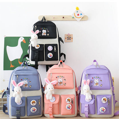 Sac à Dos Multifonctionnel Kawaii Grand Volume Imperméable et Résistant 5Pcs Bleu SACKDS15BL - حقيبة ظهر بعدة قطع بتصميم كاوايي