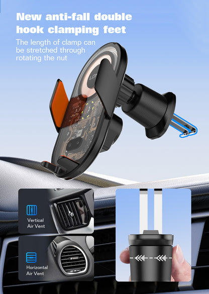 Support Téléphone Voiture avec Chargeur Sans Fil 15W Capteur Infrarouge LDNIO MA30 - حامل هاتف للسيارة وشاحن لاسلكي ذكي