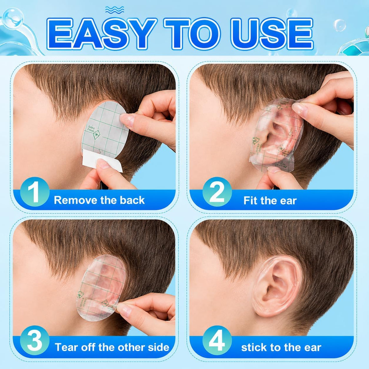 Autocollants Imperméables de Protection des Oreilles pour Bébé – Pièces ملصقات مقاومة للماء لحماية أذن الطفل أثناء الاستحمام والسباحة 30