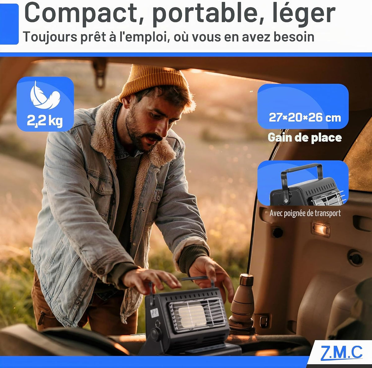 Chauffage à Gaz Portable 2 en 1 avec Allumage Piézo - مدفأة غاز محمولة 2 في 1 للتدفئة وتسخين الطعام