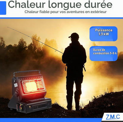 Chauffage à Gaz Portable 2 en 1 avec Allumage Piézo - مدفأة غاز محمولة 2 في 1 للتدفئة وتسخين الطعام