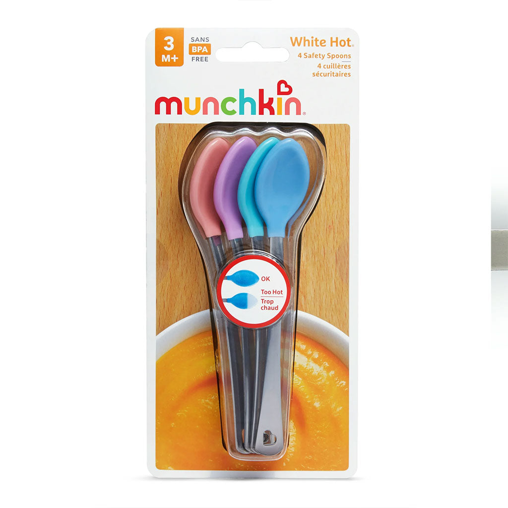 Pack 4Pcs Cuillère Bébé White Hot Thermosensible – طقم ملاعق لتغذية الأطفال مستشعرة للحرارة