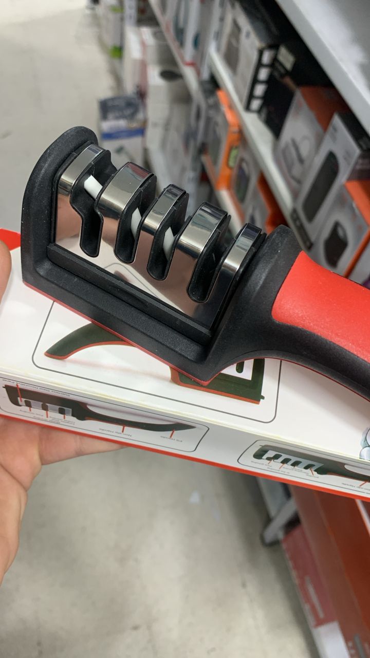 Aiguisoir de couteaux a 3 étapes en acier diamant enduit de céramique , outils d’affûtage de cuisine