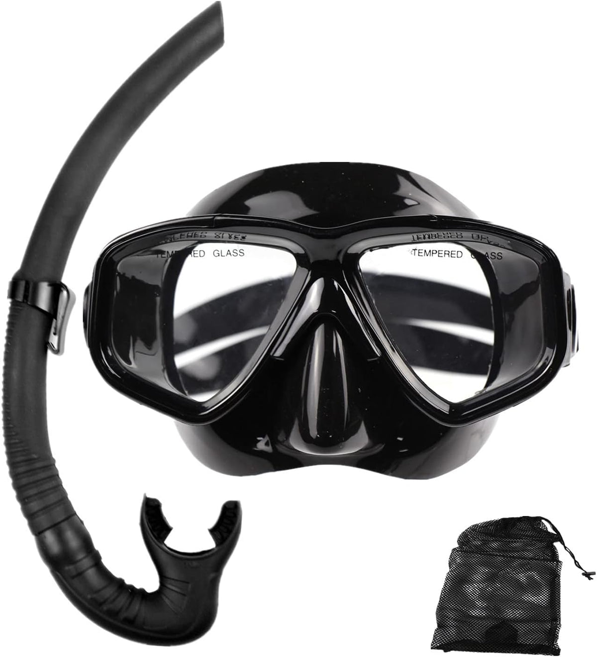 Kit de Snorkeling Masque en Verre Trempé Anti-Fuite et Tuba Flexible Grand Diamètre - طقم قناع الغوص أنبوب تنفس مرن