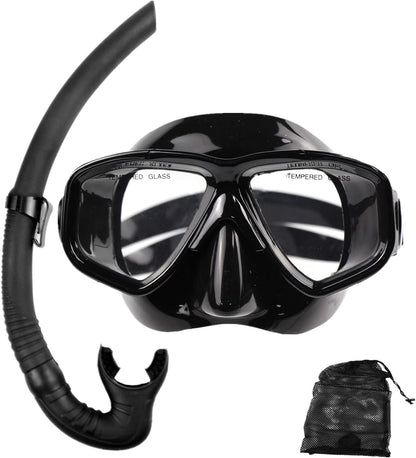 Kit de Snorkeling Masque en Verre Trempé Anti-Fuite et Tuba Flexible Grand Diamètre - طقم قناع الغوص أنبوب تنفس مرن