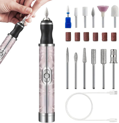 Ponceuse à Ongles Électrique Sans Fil Rechargeable Pour Manucure et Pédicure 4 Vitesses, 12 Embouts - مبرد ومقلم الأظافر الكهربائي اللاسلكي القابل