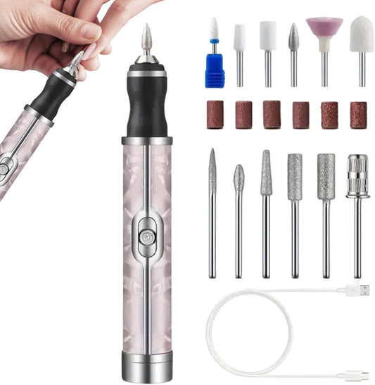 Ponceuse à Ongles Électrique Sans Fil Rechargeable Pour Manucure et Pédicure 4 Vitesses, 12 Embouts - مبرد ومقلم الأظافر الكهربائي اللاسلكي القابل