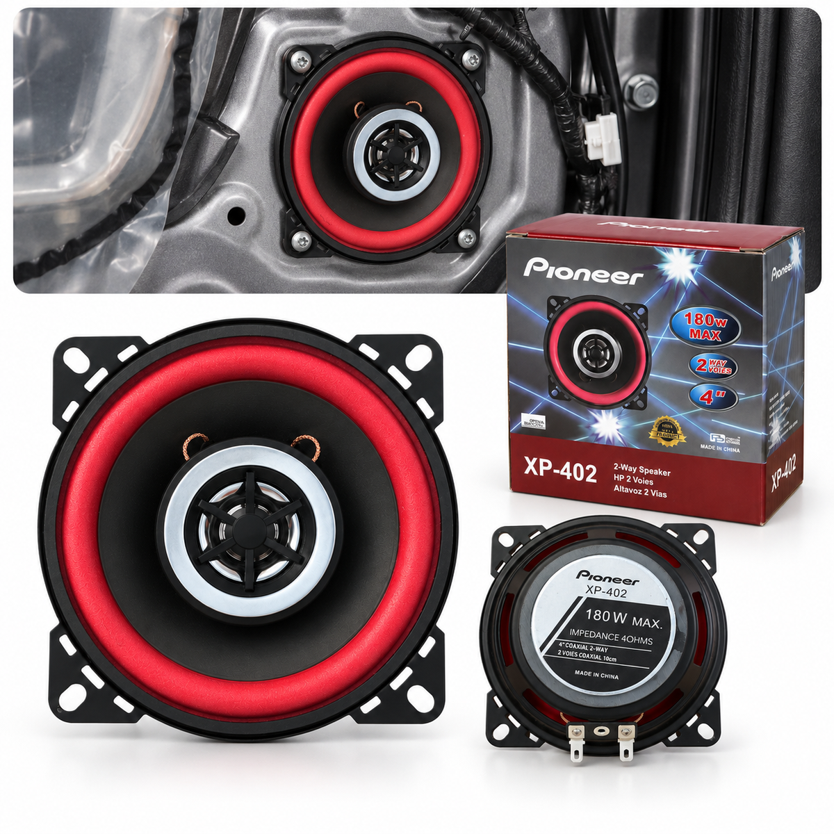 Haut-parleurs de Voiture Pioneer XP-402 4 Pouces 180W 2-Way 1Pcs - مكبرات صوت للسيارة 4 بوصة 180 واط ثنائية الاتجاه