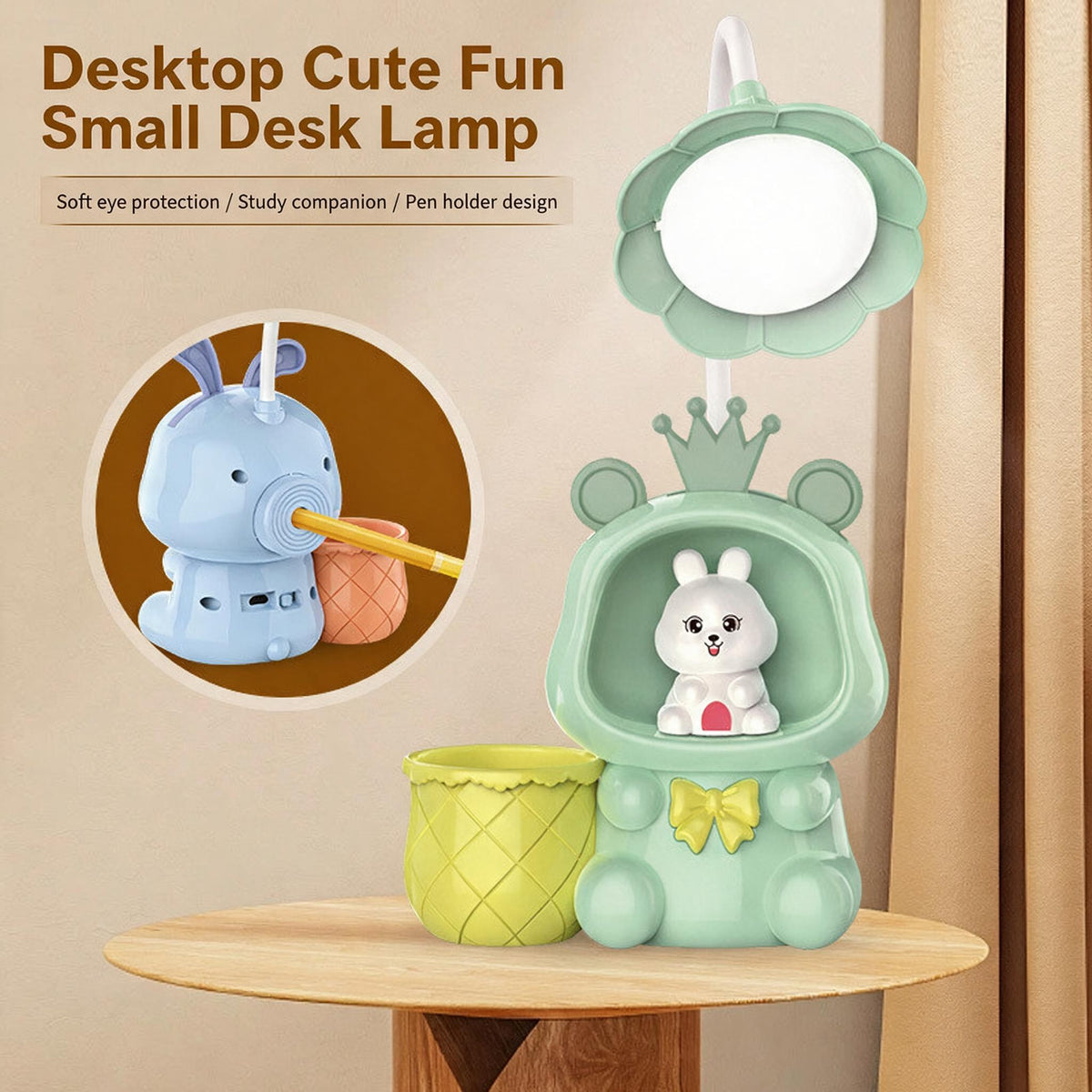 Lampe de Bureau LED Enfants Cute Fun avec Taille-Crayon et Porte-Stylo - مصباح مكتب كيوت للأطفال مع حامل أقلام ومبراة