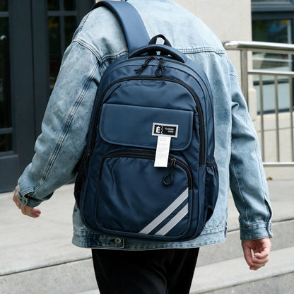 Sac à Dos Sport et Scolaire Multi-Poches Tissu Oxford Résistant et Imperméable Bleu SACKDS27BL - حقيبة ظهر رياضية ومدرسية متعددة الجيوب مع عواكس ضوئية