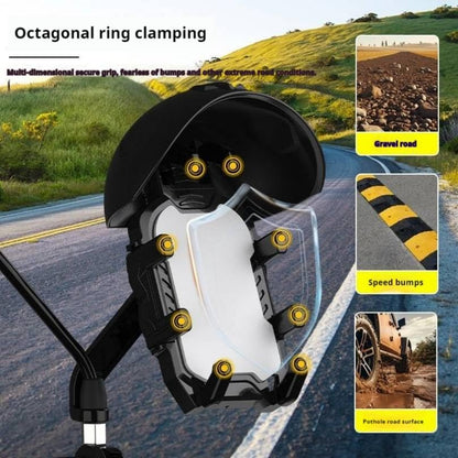 Support Téléphone pour Moto et Vélo avec Mini-Casque Pare-Soleil - حامل الهاتف الذكي للدراجات النارية والهوائية مع واقية شمسية بتصميم خوذة