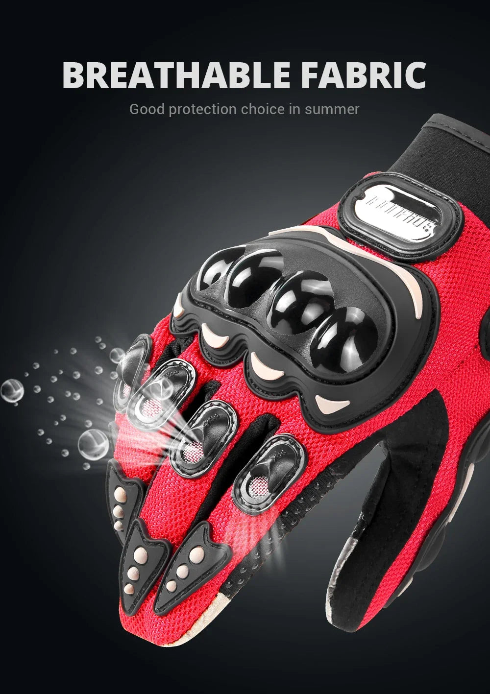 Gants de moto Pro-biker respirants avec protections en caoutchouc antidérapants