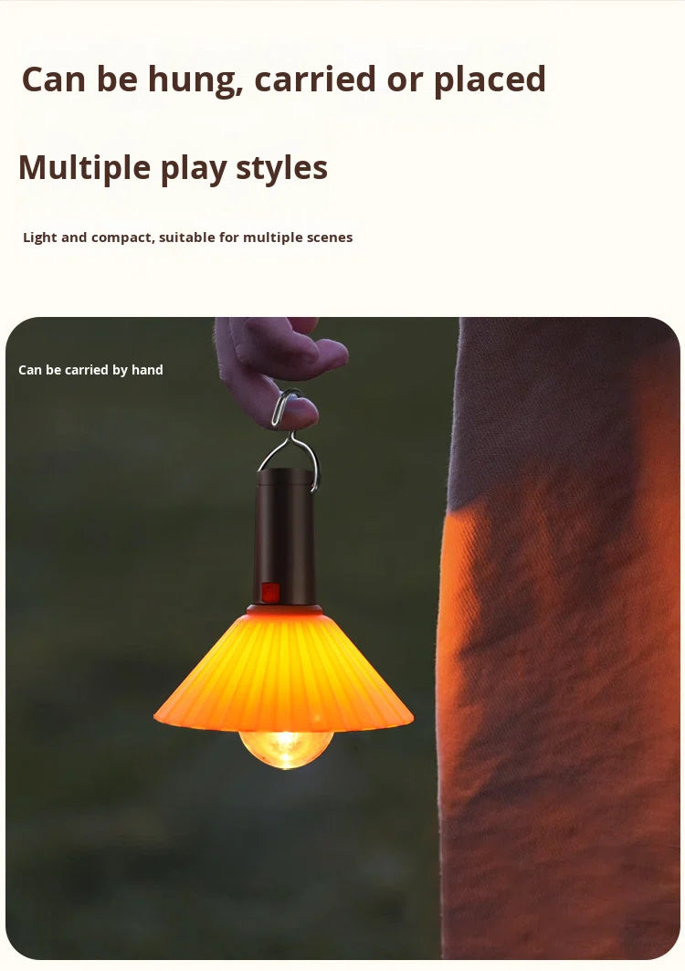 Lanterne de Camping Rechargeable 3 Niveaux de Luminosité avec Crochet de Suspension - مصباح تخييم وطوارئ قابل للشحن مع خطاف تعليق و3 مستويات إضاءة