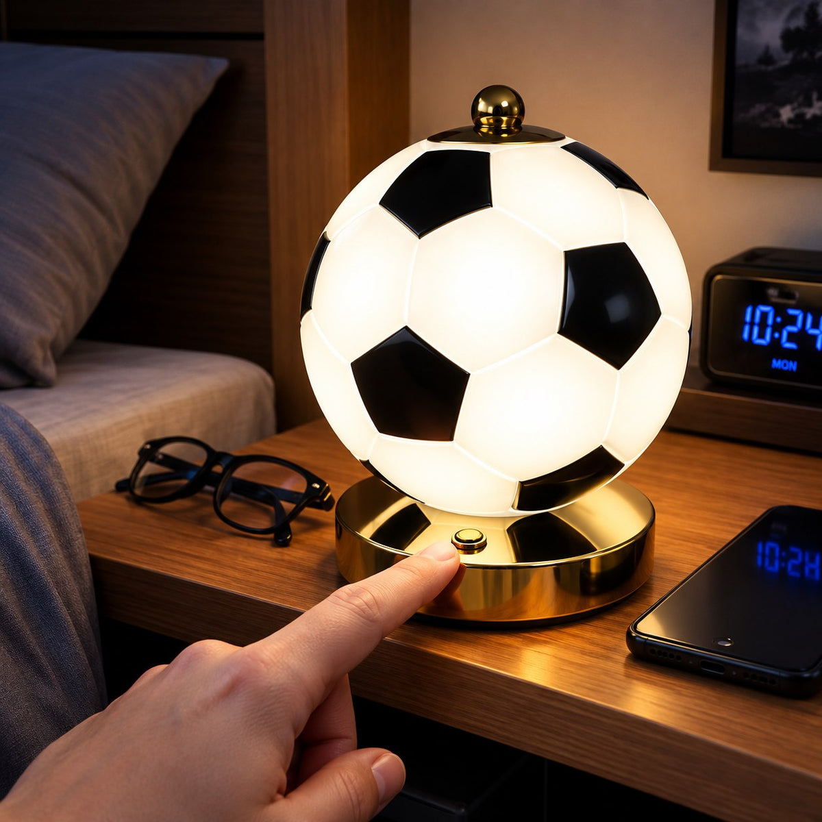 Lampe Ballon de Football LED – مجسم كرة القدم الذهبي للزينة والهدايا