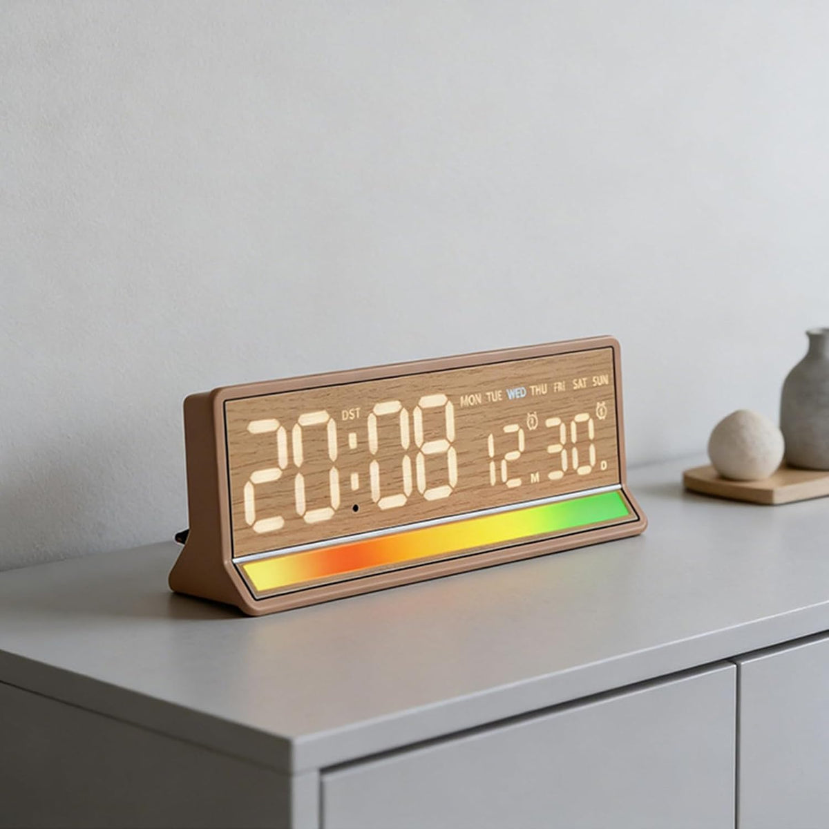 Horloge LED Numérique avec Éclairage Coloré Réactif au Son 5536 - ساعة رقمية بإضاءة ملونة تتفاعل مع الصوت